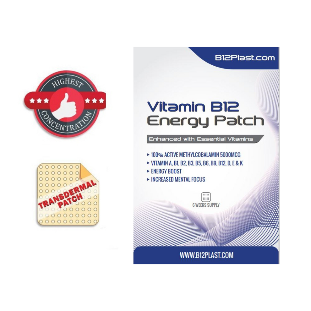 B12Plast Transdermal Vitamin B12 Patch 5000mcg plus 10 Essential Vitam